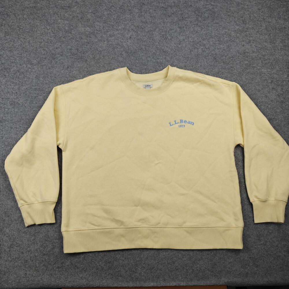 L.L.Bean Sweatshirt Womens XL Yellow Pullover Fleece Crew Embroidered Logo